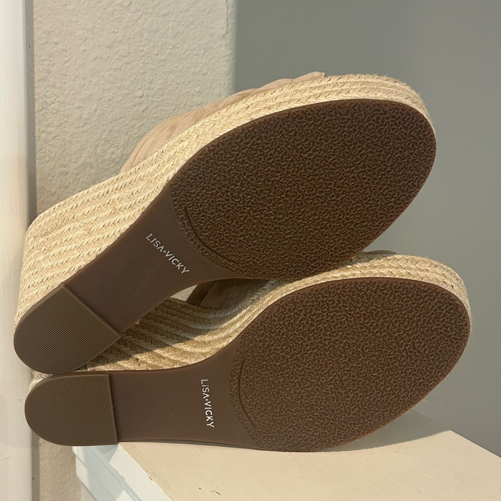Lisa Vicky Gogo Wedge Sandals Womens 11M Canyon Sun Suede Slip On Comfort New - Picture 8 of 9